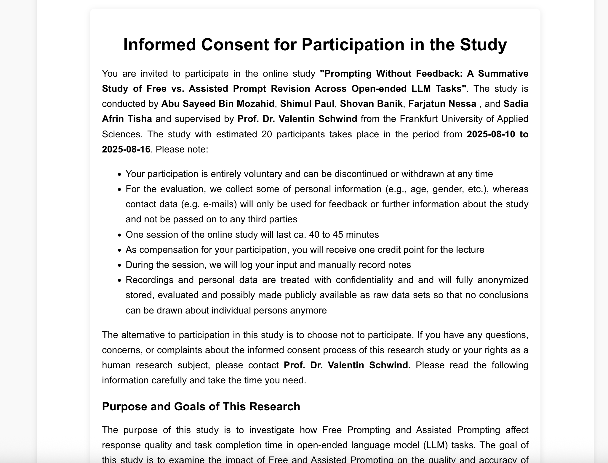 Prompting Without Feedback study preview